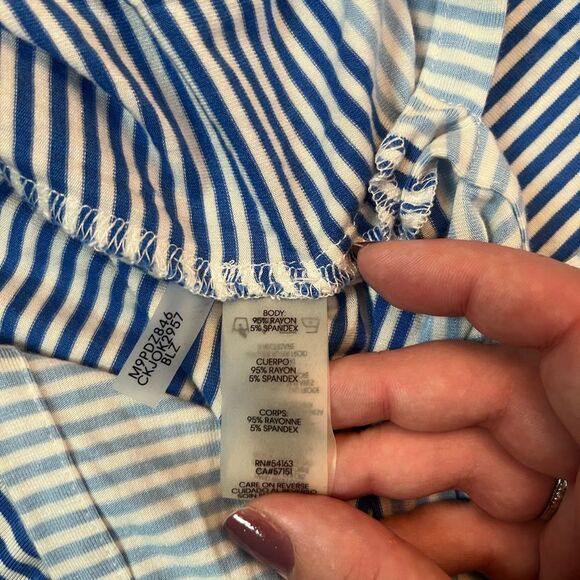 CALVIN KLEIN Blue White Striped Maxi Dress Size L - Picture 6 of 6